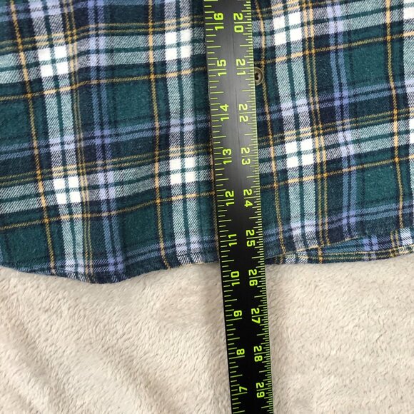 Aeropostale Womens Shirt Small Boyfriend Fit Green Blue Plaid Flannel Button Up - Picture 3 of 8